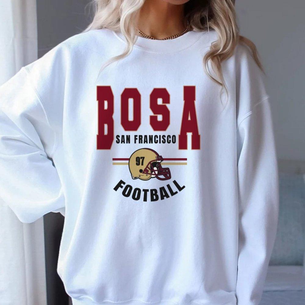 Nick Bosa San Francisco Football White Sweatshirt, Unisex Sweater